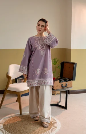 2 Piece-Unstitched Embroidered Lawn With Lawn Embroidered Trouser