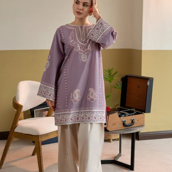 2 Piece-Unstitched Embroidered Lawn With Lawn Embroidered Trouser