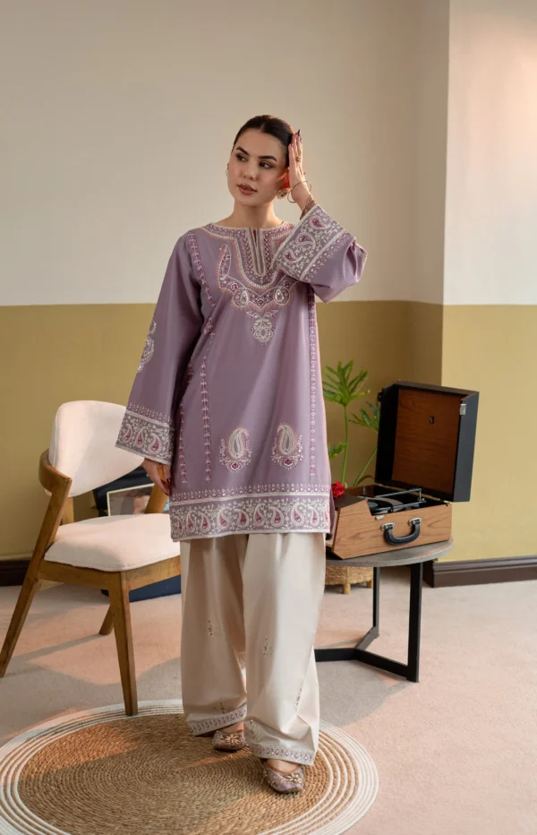 2 Piece-Unstitched Embroidered Lawn With Lawn Embroidered Trouser