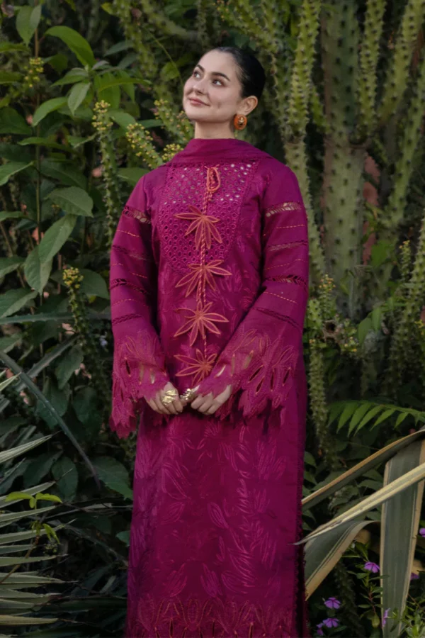 RR-2810 Lawn Unstitched Chicken Kari Embroidered Shirt With Printed Organza Dupatta (4 Sides Lace)