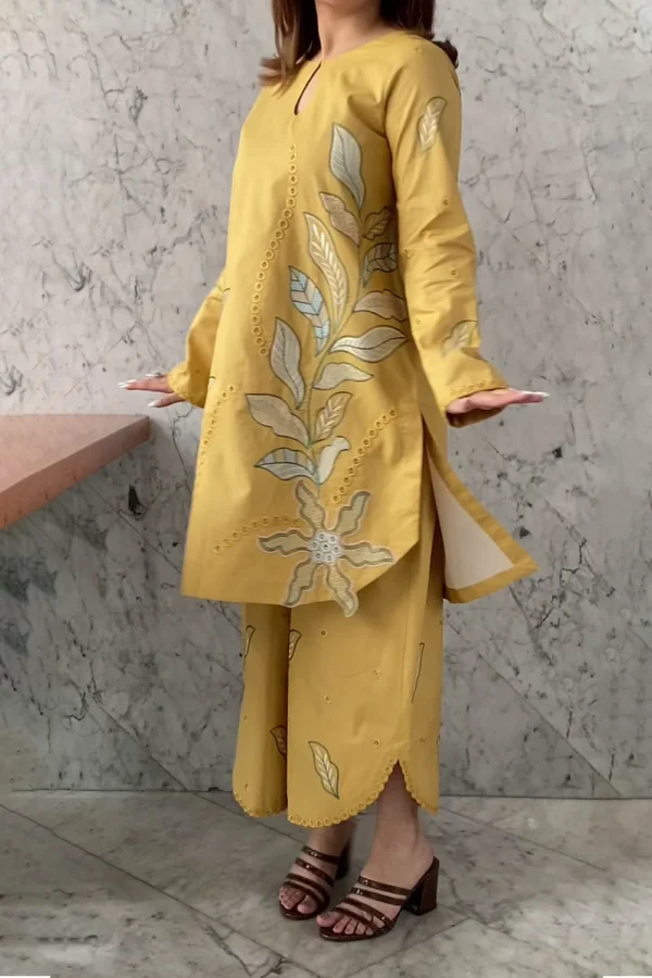 MB-2840 2 Piece-Unstitched Embroidered Lawn With Lawn Embroidered Trouser