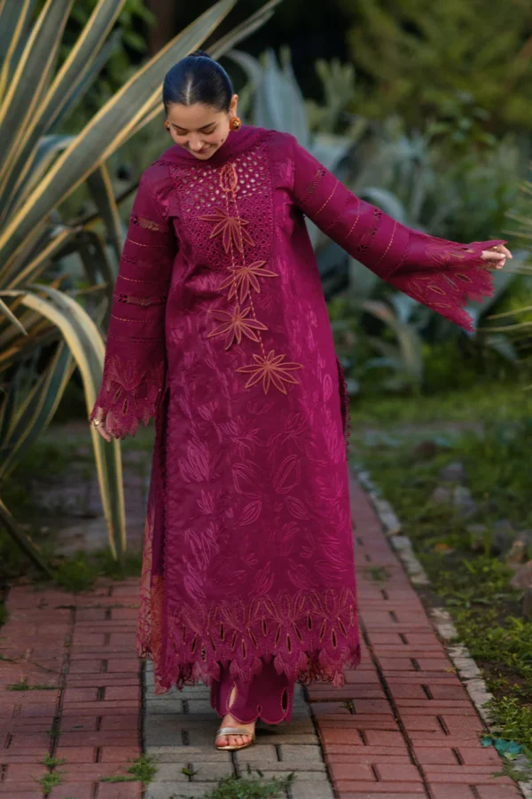 RR-2810 Lawn Unstitched Chicken Kari Embroidered Shirt With Printed Organza Dupatta (4 Sides Lace)