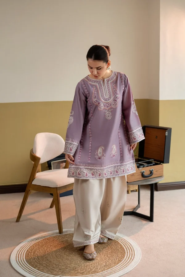 2 Piece-Unstitched Embroidered Lawn With Lawn Embroidered Trouser