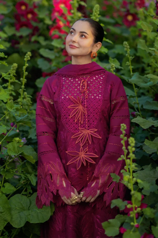 RR-2810 Lawn Unstitched Chicken Kari Embroidered Shirt With Printed Organza Dupatta (4 Sides Lace)